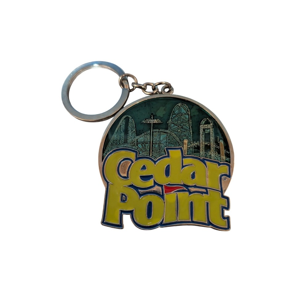 Cedar Point Amusement Park Souvenir Keychain Roller Coaster Skyline Logo Metal